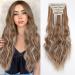 Yddm hair extensions clip in extensions wavy hair extension full of head like real hair hair extreme clips cheap clip extensions synthetic hair part for women (24 -inch 4pcs) 24 inch 27h60#
