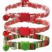 BoomBone Breakaway Cat Collar with Bell for Christmas,Puppy Holiday Collars Red+Green+Red