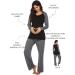Ekouaer Women's Nursing Pyjamas Set - Long Sleeve Modal Maternity Two Piece Pyjama Set for Pregnancy - Black/Grey - Size S - Buy Online on GoSupps.com