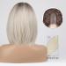 Dark Ombre White Bob Wig with Side-part and Dark Roots - Heat Resistant Synthetic Wig for Women - Buy Online on GoSupps.com