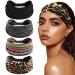 4 pieces of headband women elastic wide fashion hair band hair jewelry soft boho hair straps leopard print hair bands for women (black stripes)