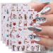 3D Christmas Nail Stickers 6 Sheets 5D Self-Adhesive Embossed Nail Decal Cartoon Penguins Snowman Snowflakes Nail Art Decoration Design Supplies