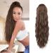 26 Inch Ponytail Extension Drawstring Ponytail Hair Extensions for Women Brown with Auburn Long Curly Wavy Ponytail Natural Wavy Synthetic Hairpiece for Women