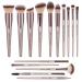 ZOREYA Makeup Brushes  15 Pcs Professional Premium Synthetic Brush Set  Foundation Concealer Eyeshadow Blush Makeup Brush Set (Champagne Gold)