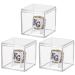 Waenerec Championship Ring Display Case 3pcs Clear Acrylic Golf Ball Display Case Small Showcase with Mini Card Stand Holder Square Storage Box for Jewelry Sport Ring Candy