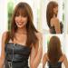 HAIRCUBE Brown Wigs for Women Long Straight Wigs with Fringe for Daily