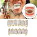 Stylish Hip Hop Brass Teeth Set - Gold & Silver Halloween Party Accessories | Two Tone Style - Buy Online on GoSupps.com