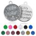 Ibera Gifts - Personalized cat brand for medium to large cats in a round form with a cat with engraved name collar brand address trailer cat necklace (silver glitter) silver glitter