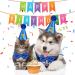 Dacitiery Dog Birthday Party Supplies - Plaid Bandana, Hat, Bow Tie Collar & Number Set for Medium Large Puppies - Buy Online on GoSupps.com