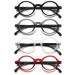Vevesmundo Halbrand Reading glasses men's retro round half -glasses vintage clear reading aid visual aid glasses 4 pieces reading glasses set 1.75 x