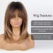 Alanhair Ombre Brown Wigs for Women - Shoulder-Length Layered Heat-Resistant Synthetic Wigs with Bangs - Buy Online on GoSupps.com