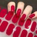 Gel Nail Strips Gel Nail Stickers 20 Stickers Gel Nail Wraps Soft Self Upgrade Full-Cured Gel Nail Strips Adhesive Gel Nail Stickers Salon Lasting for 15 Days Gel Nail Strips No Need UV/LED Lamp (Red)