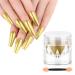 Saviland Chrome Nail Powder Gold with Applicator Brush - Mirror Champagne Gold Chrome Powder for Nails Art Chrome Glitter Powder with Magic Mirror Effect for Nails Art Design