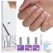 BTArtboxnails XCOATTIPS Gel Nail Kit - Short Squre French Tip Press on Nails Kit Pink Soft Gel Nail Tips with Nail Gel French Protecing Duo and Nail Lamp UTZ-Short Square