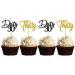 MonMon & Craft Dirty 30 Cupcake Toppers - 30th Birthday Sign - Dirty Thirty Cupcake Toppers - Thirty Dessert Decor- Cheers to 30 Years Party Decorations Black Gold Glitter - 24 Pcs