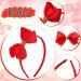 Greoer Red Ribbon Headband Soft Satin Red Bowknot Hairband with 2 Pieces Red Hair Bows Bow Headband Hair Accessories for Women and Girls for Birthday Daily Decoration Back to School Accessories - Buy Online on GoSupps.com