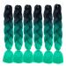 KanCalon hair green braids extension hair 6 pieces ombre jumbo braids hair extension 24 " crochet braids synthetic braiding hair extensions (black too deep green) C7