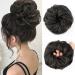 Hair Buns Hair Pieces for Women  Messy Bun Human Hair Tousled Updo Hair Bun Extensions Wavy Curly Hair Wrap Ponytail Hairpieces Hair Scrunchies for Women Girls (Black) 8 Inch Natural black