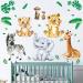 DECOWALL DSL-8067 Jungle Animals Wall Stickers Elephant Giraffe Lion Safari Decals for Baby Nursery Kids Room Bedroom Living Room Wall D cor Baby Animal