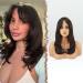 FESHFEN Long Brown Wigs with Bangs Women's Wigs Hair Natural Look Synthetic Hair Wig for Women 45 cm