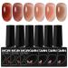 Morovan Jelly Gel Nail Polish Set: 6 Colors Including Red Pink Nude Gel Polish Kit UV LED Soak Off Polish Home DIY Manicure Nail Salon Varnish Brown Pink Jelly Gel Polish