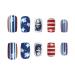 4th of July Short Square Press on Nails - Red, Blue, White Star & Skull Designs - 24Pcs - Buy Online on GoSupps.com