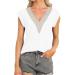 Women's Cap Sleeve Lace Floral Print V-Neck Summer Top - White | Loose Fit Tank Blouse - Buy Online on GoSupps.com