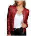 Women's Fall Plus Size Sequin Shrug Long Sleeve Sparkle Sequins Blazer Jacket Lightweight Lapel Party Blazer Red Medium