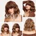 OUFEI Brown Mixed Blonde Wigs for Women Short Wavy Wig With Bangs Natural Synthetic Hair Heat Resistant Wigs for Daily Party Cosplay Wear - Buy Online on GoSupps.com