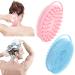 Silicone Body Scrubber Loofah - 2 in 1 Bath and Shampoo Brush 2 Pack Exfoliating Bath Body Brush for Shower Soft Silicone Body Scrub for Men Women Pink&Blue