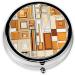Mid Century Modern Round Pill Box | 3 Compartment Portable Travel Organizer for Medicine Vitamins & Tablets - Decorative Mini Pocket Case - Buy Online on GoSupps.com