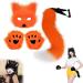 Cat Mask and Therian Tail Set Furry Fox Mask Furry Fox Set Furry Mask Fox Mask Mask Fox Costume Cosplay Costume Fox Costume Halloween Mask Tail and Furry Claws Plush Mask Fluffy Claw Gloves