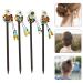 KALLORY 4pcs Wooden Hair Sticks - Vintage Chinese Flower Hair Chopstick Set for Women - Buy Online on GoSupps.com