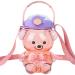 AZLNRMU Kawaii Bear Straw Bottle  Large capacity bear water bottle with Strap and Straw  Cute Portable Bear shaped water Bottle Adjustable Removable Strap for outdoor and school activities(pink)