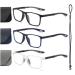 Hubeye 3 Pairs TR90 Sports Glasses for Men and Women Ultralight Flexible Anti-Blue Light Computer glasses Black/Blue/Transparent 0.0 Diopters