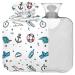 NAANLE OCEAN SEAGULL hot water bottle with reference transparent hot water bottle 1l heat bottle for bed hand feet warmer pain relief heat and cold therapy