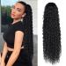 BEAUTY ON LINE Curly Ponytail Extension 30 inch Long Drawstring Ponytail Synthetic Clip in Ponytail Hair Extensions Black Curly Water Wave Clip in Hair Pieces for Black Women 30inch #1B