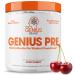 Genius Pre Workout Powder  Sour Cherry - All-Natural Nootropic Preworkout & Caffeine-Free Nitric Oxide Booster Supplement with Beta-Alanine & Alpha GPC - No Artificial Flavors  Sweeteners  or Dyes Sour Cherry 20.0 Servin...