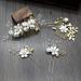 Wedding hair comb 1 set flowers bride headdress decorative rhinestones pearl hairdresses hair accessories for brides bridesmaid girl (white)