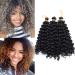 Tess Curly Crochet Hair Extensions Weaving Braids Kunsthaar Water Wave 8 "(20cm) Short synthetic hair 3 bundle 90g natural black 20 cm (3 pieces) natural black
