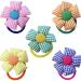 NAIHOD 5 Pcs Elastic Hair Bands with Flowers 5 Colors Checked Cotton Elastic Ties Flower Ponytail Holder Pigtail Ties Cotton Flower Bow Hair Bands Fashionable Hair Accessories for Girls Women