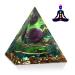 Orgone Pyramid Healing Crystal Pyramid Gifts -Tree of Life Amethyst Crystal Stone for Positive Energy Chakra Healing Meditation Yoga Orgonit Pyramid Attract Lucky Health Weath Home Decor -6CM Amethyst Stone