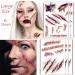 Large Size Horror Realistic Fake Bloody Wound Stitch Scar Scab Waterproof Temporary Tattoo Sticker Halloween Masquerade Prank Makeup Props-6Pcs