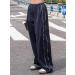 Y2K Navy Blue Wide Leg Track Pants with Piping Detail - Small - Buy Online on GoSupps.com