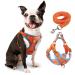 Rennaio dog harness no pull adjustable puppy dishes with 2 linen clips ultra comfortable chest harness and leash set for small and medium-sized dogs (orange m) orange M
