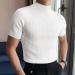 Men's High Collar Turtleneck Short Sleeve T-Shirt Solid Y2-White | Medium - Buy Online on GoSupps.com