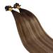 UGEAT 100% Remy Brazilian Hair Extensions - 22 Flat Bonding Keratin Glue Tips | Dark Brown to Light Gold Brown #2/6/12 - Premium Quality eCommerce - Buy Online on GoSupps.com