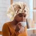 WEIPAO Silk Satin Bonnet - Large Double Sided Reversible Hair Wrap for Curly Hair - Coffee + Champagne - Buy Online on GoSupps.com