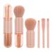 Molain Retractable Makeup Brush  4 in 1 Portable Travel Lip Brush  Highlight Brush  Eyeshadow Brush  Foundation Blending Powder Brush Mini Facial Cosmetic Makeup Brush Set (Pink)