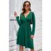 OUGES Women's Spring Casual Midi Dress - Long Sleeve V-Neck Floral Wrap Dress with Pockets (S, Green) - Buy Online on GoSupps.com